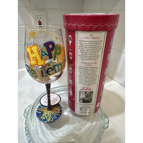 Lolita "Happy Retirement" Wine Glass Hand Painted 15oz “Bonnie Retraite” - Picture 16 of 16